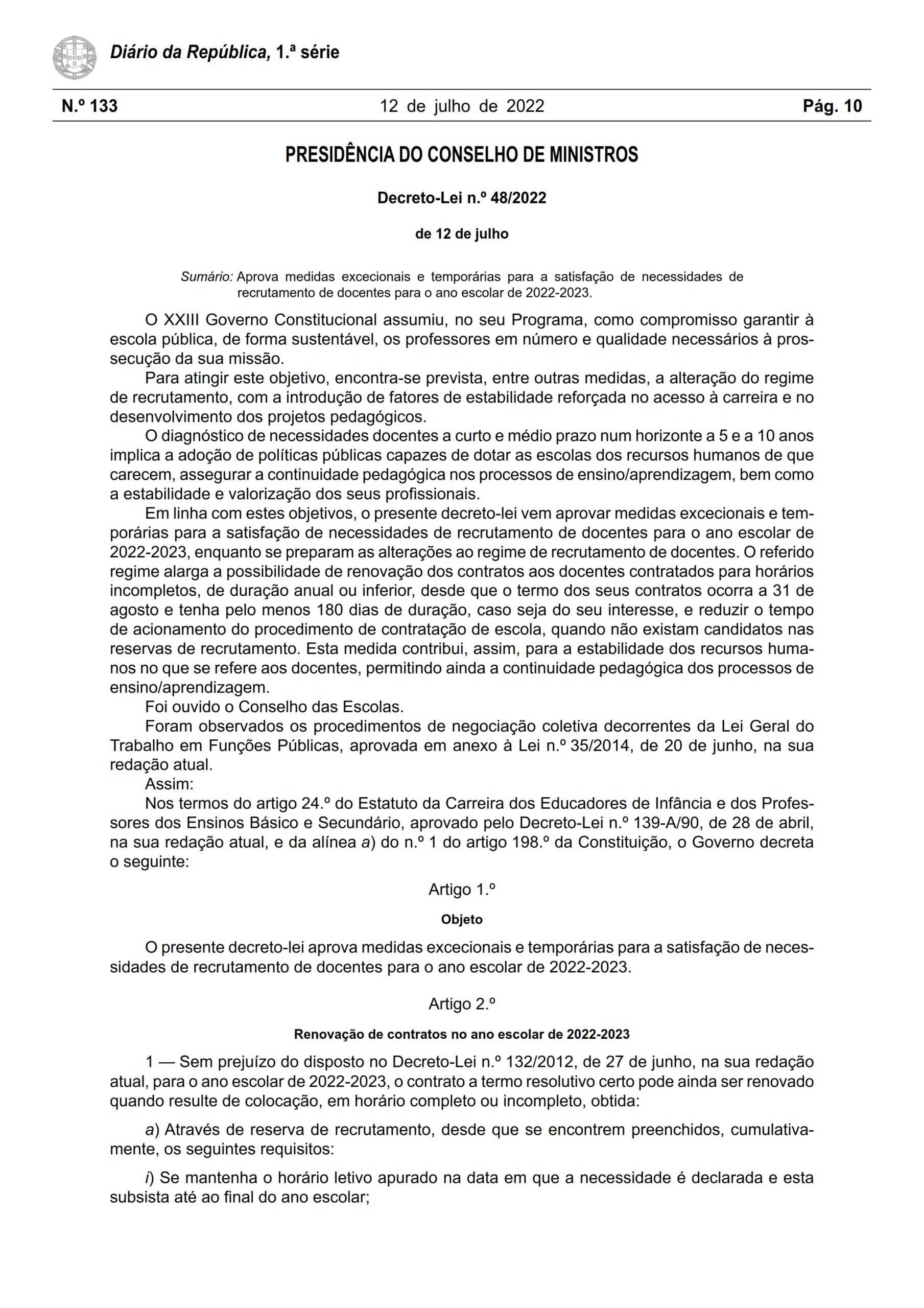 Decreto-Lei N.º 48/2022 – Aprova As Medidas Excecionais E Temporárias ...